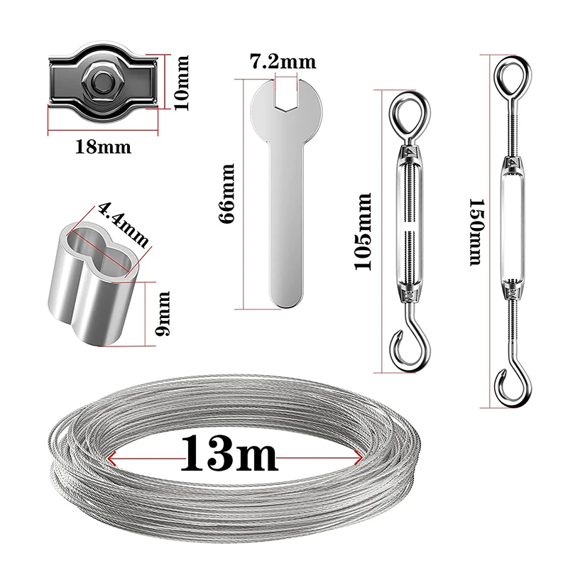 304 Stainless Steel Wire Rope Trellis  304 Stainless Steel Turnbuckle Hook  - 13m 304 - Aliexpress