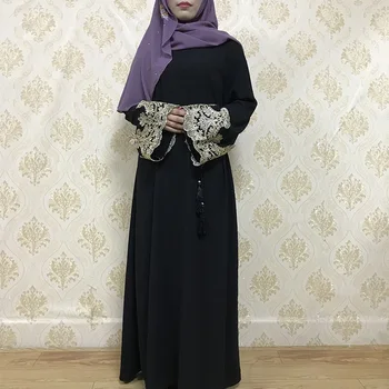 

Arab Muslim Abaya Dress Women Embroidery Kimono Moroccan Caftan Long Robe Islamic Clothing Dubai Trumpet Sleeve Hijiab Vestidos
