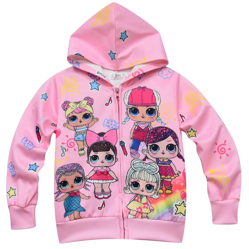 3523-2 Пальто с капюшоном для девочек с героями мультфильмов; Детский кардиган на молнии с капюшоном и длинными рукавами; детская одежда - Цвет: 3523-2