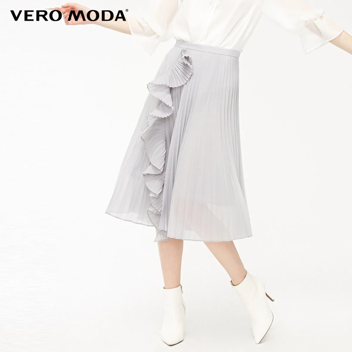 Vero Moda Женская плиссированная шифоновая юбка с оборками | 319116526 - Цвет: Silver hurricane