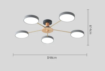 Gray 5 lights Скандинавский пост-современный macaron Люстра светодиодный гостиная спальня кабинет глянцевое освещение AC110V-260V Сменные - Цвет абажура: Gray 5 lights