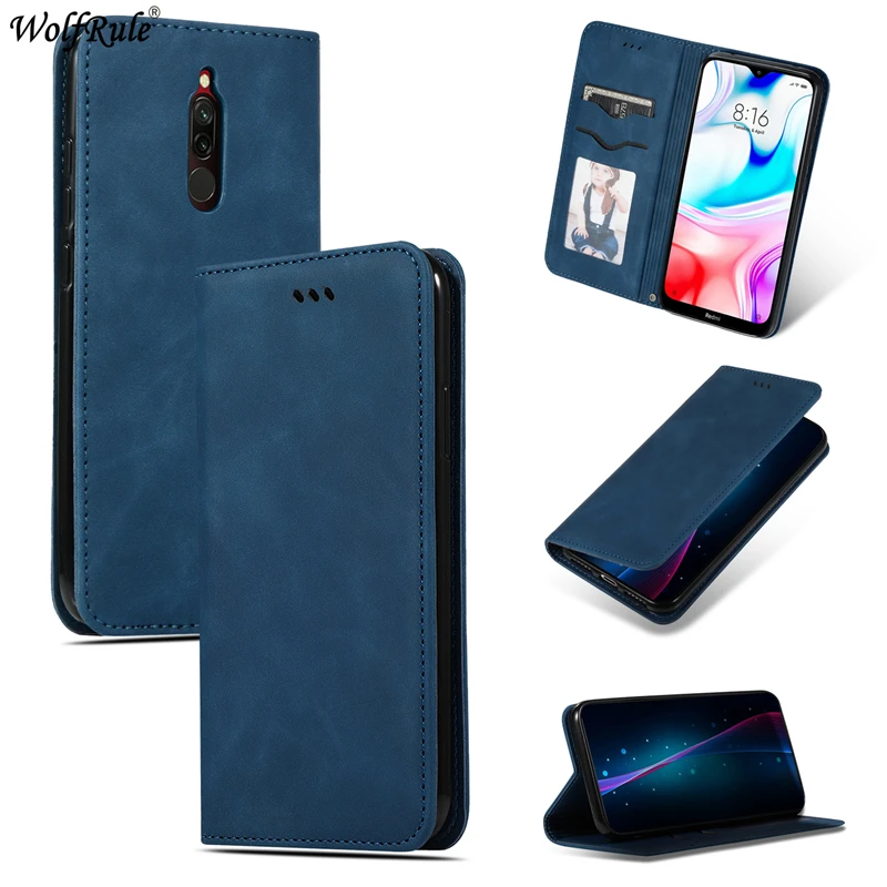 Blue Чехол для Xiaomi Redmi 8, чехол для Xiaomi Redmi 8, ТПУ, модный ретро деловой кошелек, кожаный чехол для телефона, чехол для Xiaomi Redmi 8, чехол - Цвет: Blue