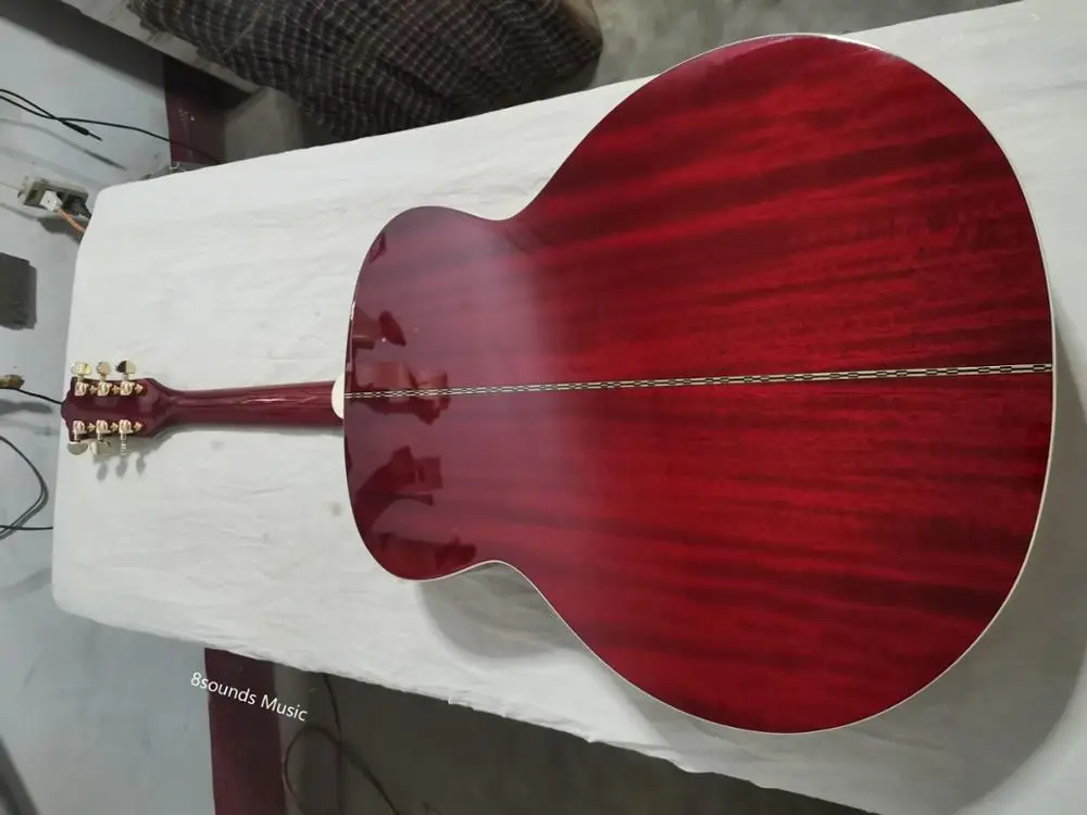 Jumbo F50 винтажная гитара Профессиональная Гитара с 3 ручками звукосниматели красный глянец guild Акустическая Электрогитара s