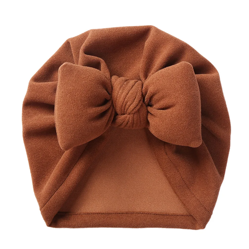 fleece lined beanie Solid Color Baby Hat Beanie With Puffed Big Bowknot Baby Girl Autumn Winter Head Wraps Knot Hat Baby Kids Cashmere Turban Bonnet skully winter hats
