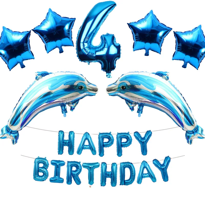 20Pcs/lot Blue Pink Dolphin Foil Balloons Ocean Animal Baloon Helium Birthday Party Wedding Air Ballons Decor Event Ball Supplie | Дом и сад