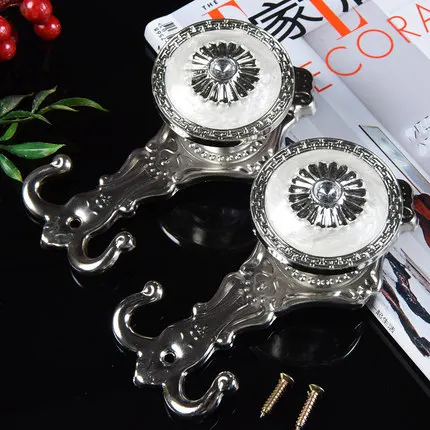 Silver-2pieces 2 шт./компл. Современный High-end Шторы крючки держатель Вешалка препятствие настенные крючки и короткими рукавами «летучая мышь», крючки, станок и ремень мяч Шторы кисточкой Tieback Шторы - Цвет: Silver-2pieces