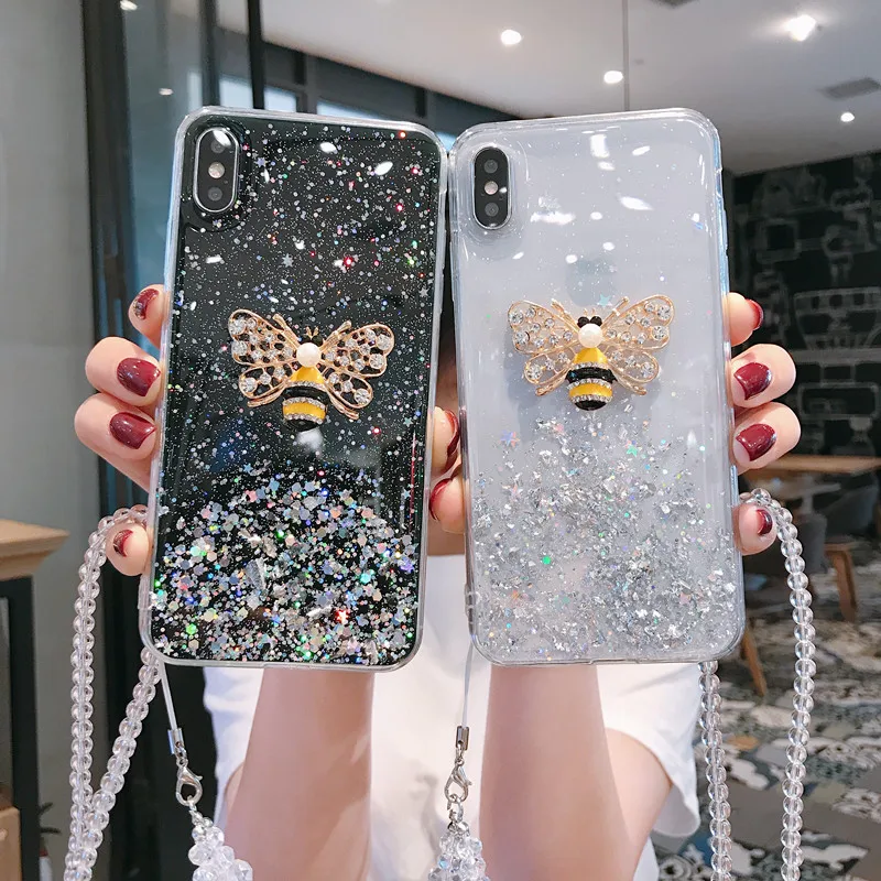 Роскошный блестящий чехол для телефона iphone X XR 11 Pro XS MAX 6 6S 7 8 Plus прозрачный мягкий