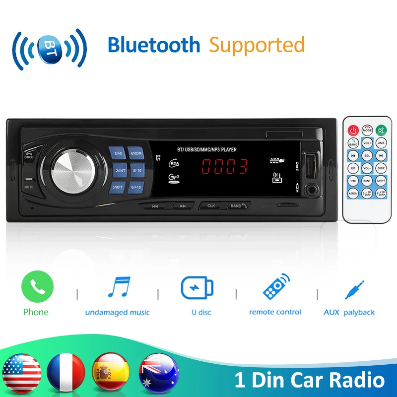 Автомагнитола VODOOL 1DIN 12 В Bluetooth FM-радио дистанционное управление USB/TF/AUX вход