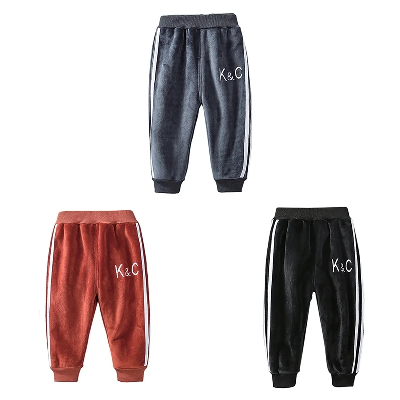 Warm Winter Warm Baby Boys Girls Pants Thicken Soft Letter Print Pants Casual Trousers Toddler Bottoms