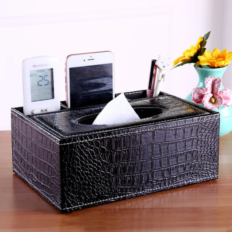 

European Creative Multi-purpose Tissue Box Home Living Room Desktop Remote Control Storage Box Leather Paper Box Box Napkin Box