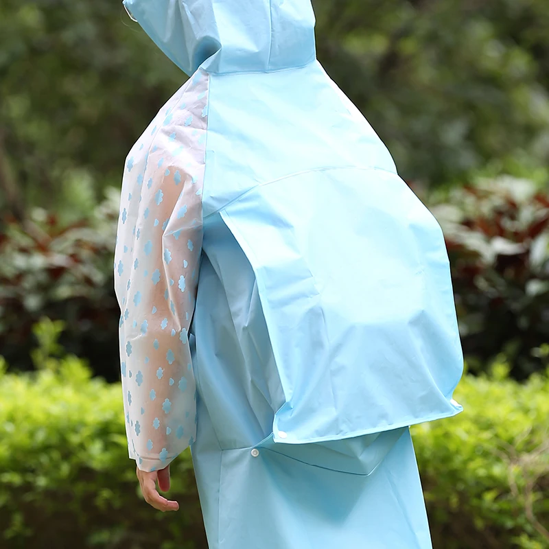 Cute child raincoat kindergarten elementary school student with schoolbag bit hiking raincoat