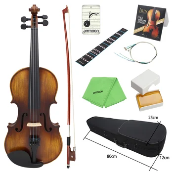

ammoon AV-508 4/4 Full Size Acoustic Violin Fiddle Kit Solid Wood Matte Finish Spruce Face Board 4-String Instrument Hard Case