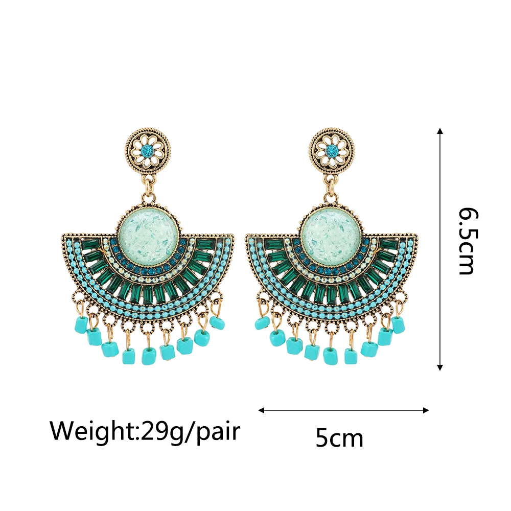 Ztech New Green Series Set Earrings Designer Jewelry Crystal Tassel Za Accessories Handmake Statement Bijoux Pendientes Brincos