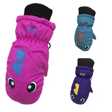 Зимние Детские утолщенные теплые лыжные перчатки для мальчиков и девочек, водонепроницаемые зимние варежки, ветрозащитные перчатки для катания на лыжах