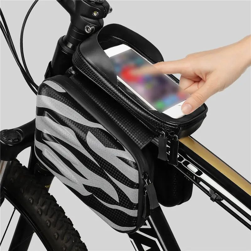 Mountain Bike Bicycle Front Tube Rack Hard Shell Bag Waterproof Reflective Mobile Phone Sets Riding Bag
