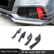 Углеродное волокно передняя противотуманная фара вентиляционное отверстие боковые плавники Winglet для Audi A6 RS6 2013- A7 RS7 2012- 4 шт. отделка багажника украшения