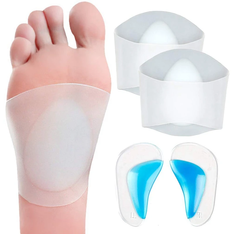 

AUAU-Gel Arch Support Set, 2 Pairs Plantar Fasciitis Sleeves/Shoe Insoles for Flat Feet, Reusable Soft Silicon Arch Sleeves with