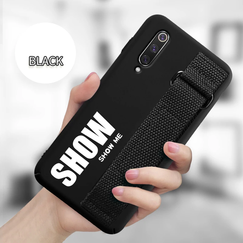 Black Для Xiaomi mi 9T 9 SE 8 Lite Pro 6 6X A2 A1 Note 10 Max 2 3 mi x 2S CC9 CC9E Red mi K20 чехол силиконовый матовый чехол с ремешком на руку - Цвет: Black