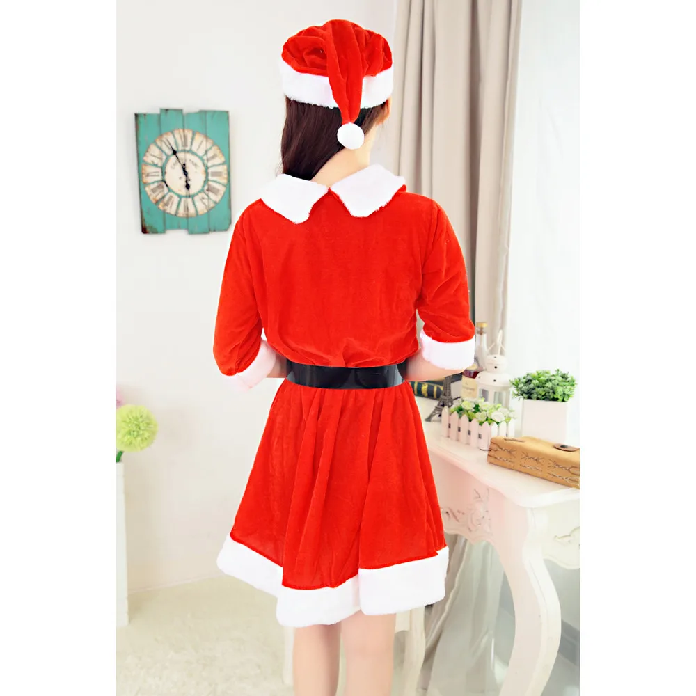 Стильный бар, женский сексуальный Рождественский костюм Санты, нарядное мини-платье для девушек, офисный наряд для вечеринки, флисовые красные зимние платья с v-образным вырезом