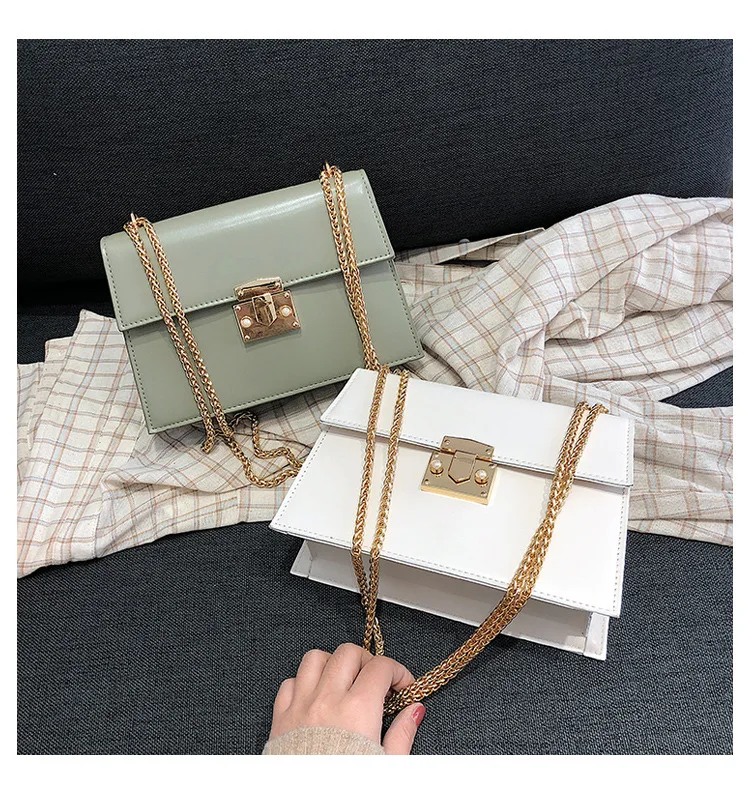 tide leisure bag pig nose solid color texture chain single shoulde