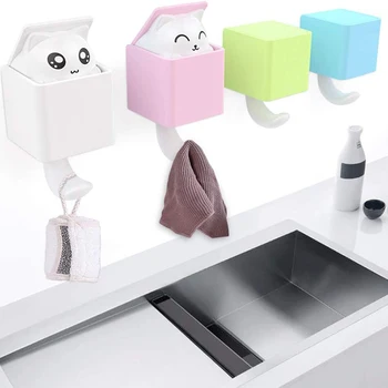 

Cute Cat Hook Strong Viscose Cute Free Punching Personality Key Umbrella Non-mark Sticky Dormitory Clothes Hook