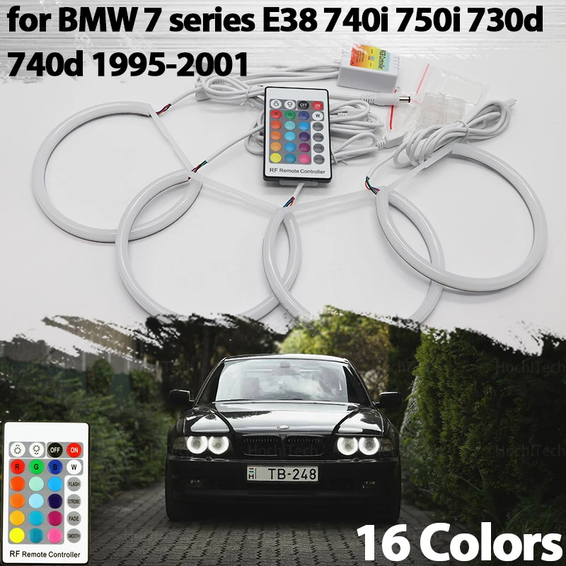 

For BMW 7 Series E38 740i 750i 730d 740d 728i 1995-2001 Car Styling Milk 16 colors RGB LED Angel Eyes Halo ring Kit