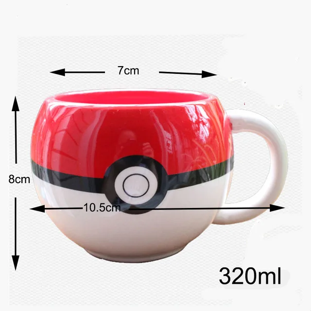 320 мл кофейная кружка Pokemon Go Poke Ball Pikachu, керамическая кофейная кружка с рукояткой, чайная чашка для мальчика, Подарочная чашка-сюрприз - Цвет: Красный