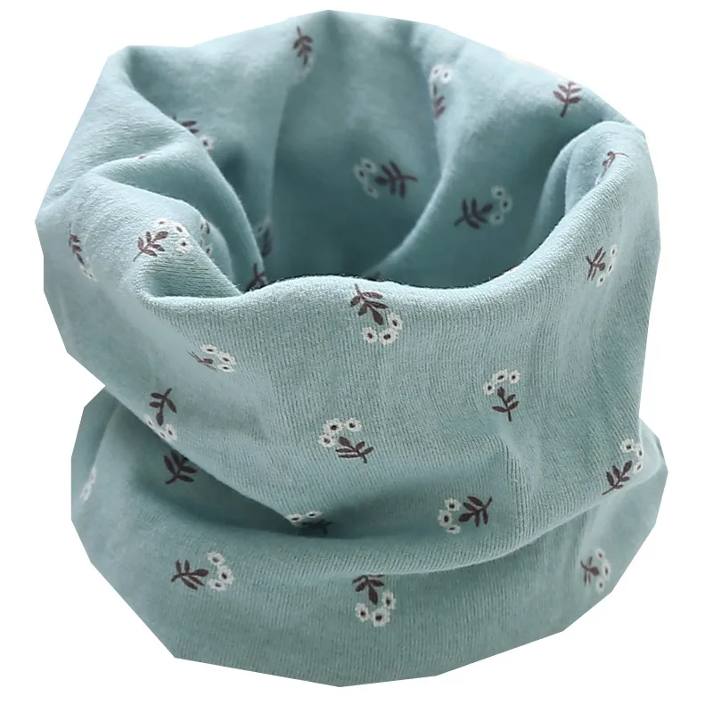 blue small flower Новинка года; сезон осень-зима; Детский шарф с волшебным воротником; хлопковый шарф для девочек; шарф с круглым вырезом и рисунком для мальчиков; Детский шарф с воротником; Bufandas; Возраст 0-10 лет - Цвет: blue small flower