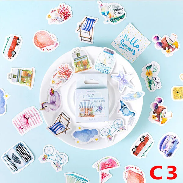 C3 Travel1 45 шт./кор. наклейки Мини мультфильм канцелярские наклейки для кавайный Дневник Журнал наклейки этикетки для печати альбом украшения DIY - Цвет: C3 Travel1
