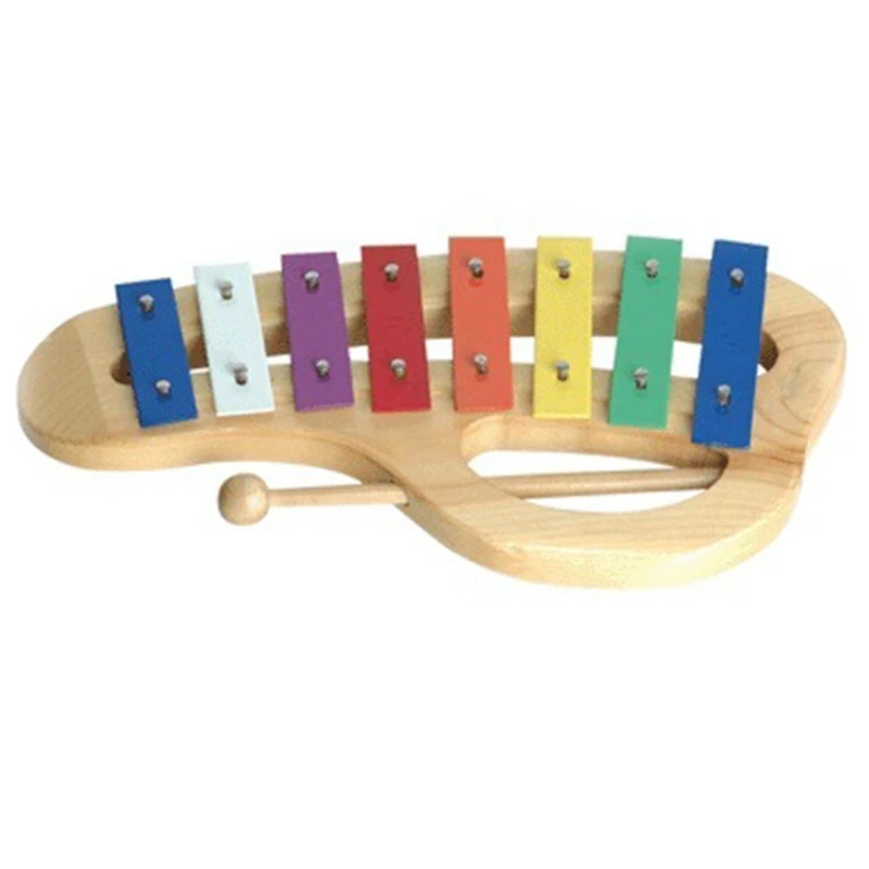 Ручная, ударная ксилофон Glockenspiel с молотками 8 тонов цветной металлический бар деревянный музыкальный инструмент дошкольного образования игрушка