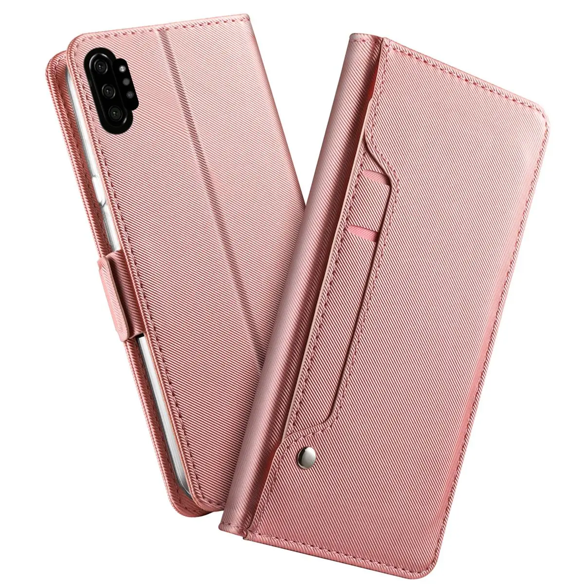Для samsung Galaxy Note 10 Pro Чехол для телефона из искусственной кожи с отделениями для карт зеркальный флип-чехол с подставкой для samsung A30/A50/A20e/A2/A80 - Цвет: Rose Gold