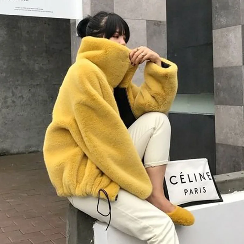 #*Cheap Women Fur Coat 2019 New Autumn And Winter Loose Thickened Warm Imitating Shor With Tbatwing Sleeve Female Fur Coat