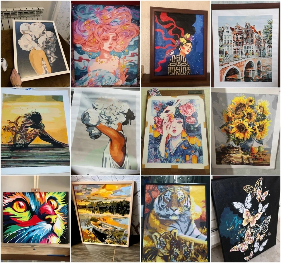 Kid-r 油彩 Huacan-パーソナライズされた写真の油絵,数字による絵画,キャンバスの