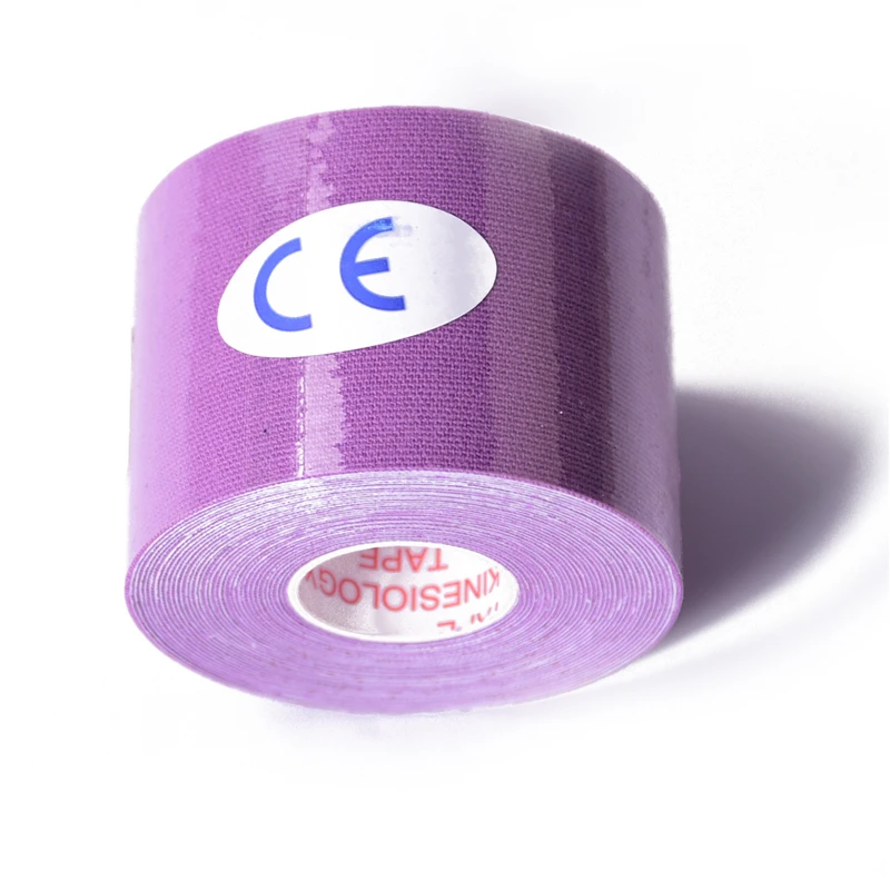 Кинезиологическая лента Атлетическая спортивная лента рулоны колено локоть протектор Водонепроницаемый повязка для мышц эластичный браслет - Color: Purple