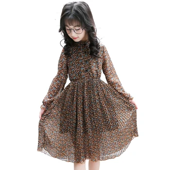 

chiffon ruffle long sleeve dress age for 6-16 yrs teenage girls school style children clothes 2020 spring fall big girls frocks