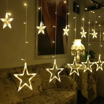 2.5M Led Kerst Ster Gordijn Lichten 220V Kerst Garland Gordijn Verlichting Voor Kerstmis/Bruiloft/Feest/vakantie/Decoraties Licht