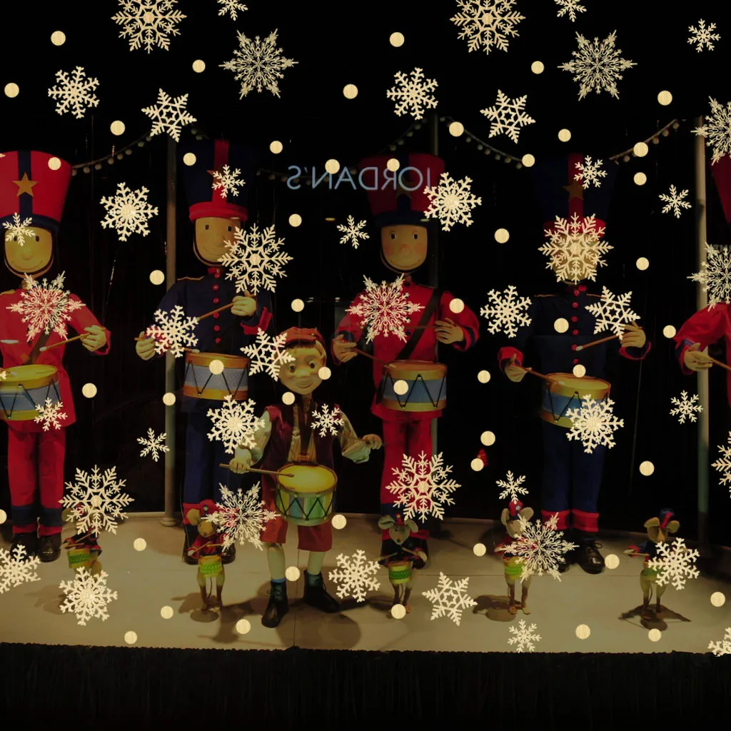 

2020 Golden Combination Snowflake Window Sticker Winter Glass Wall Stickers Kids Room Christmas Decoration for Home New Year #17