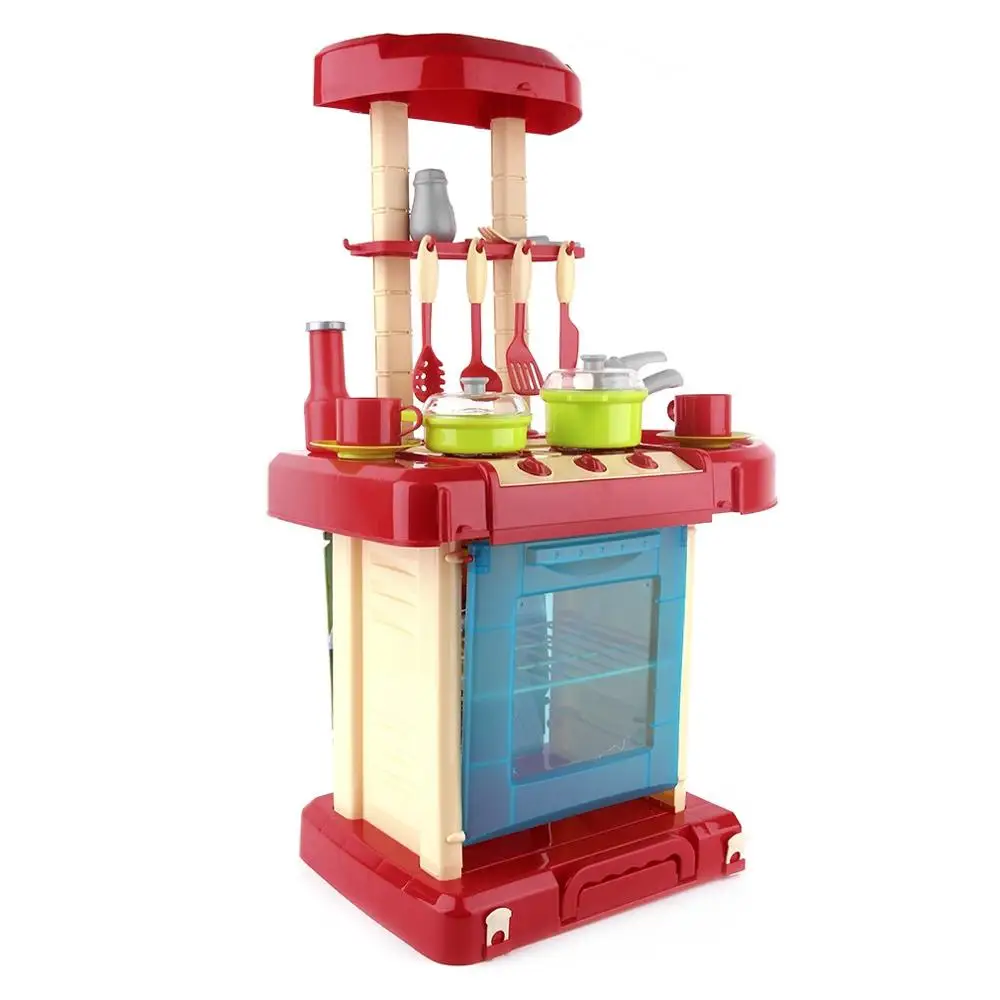 Многофункциональная детская игровая игрушка для девочек, детская игрушка, большая кухня, готовка, настольная имитация моделей, игрушечные инструменты - Цвет: super red