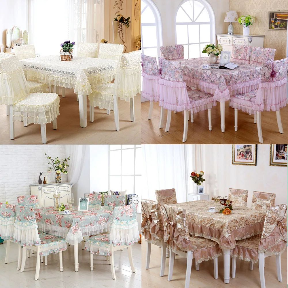 

Modern Romantic Lace Tablecloth Chair Cover Exquisite Embroidery Home Banquet Wedding Table Cloth Rectangular Table Cover