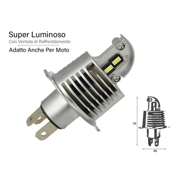 

CARALL LH1043 Kit Full Led All In One Canbus H4 30/30W 12V 24V for car motorcycle Scooter truck White 4000 lumens with fan Silen