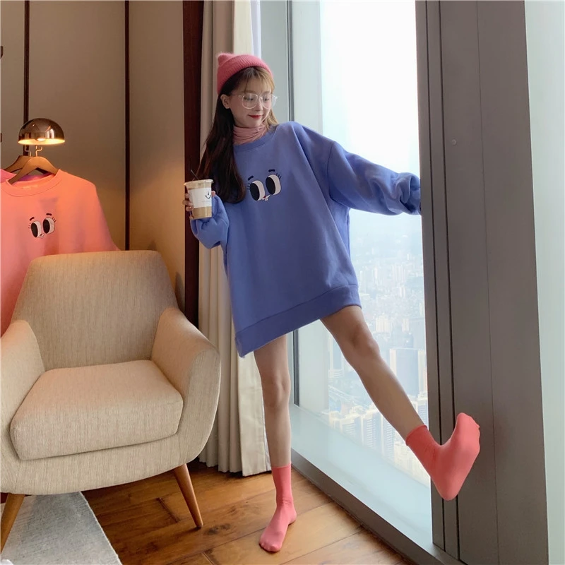cartoon Sweatshirts ladies long sleeve hoodies and pullover o-neck plus size fall autumn nwinter Women's Clothing hot hipster