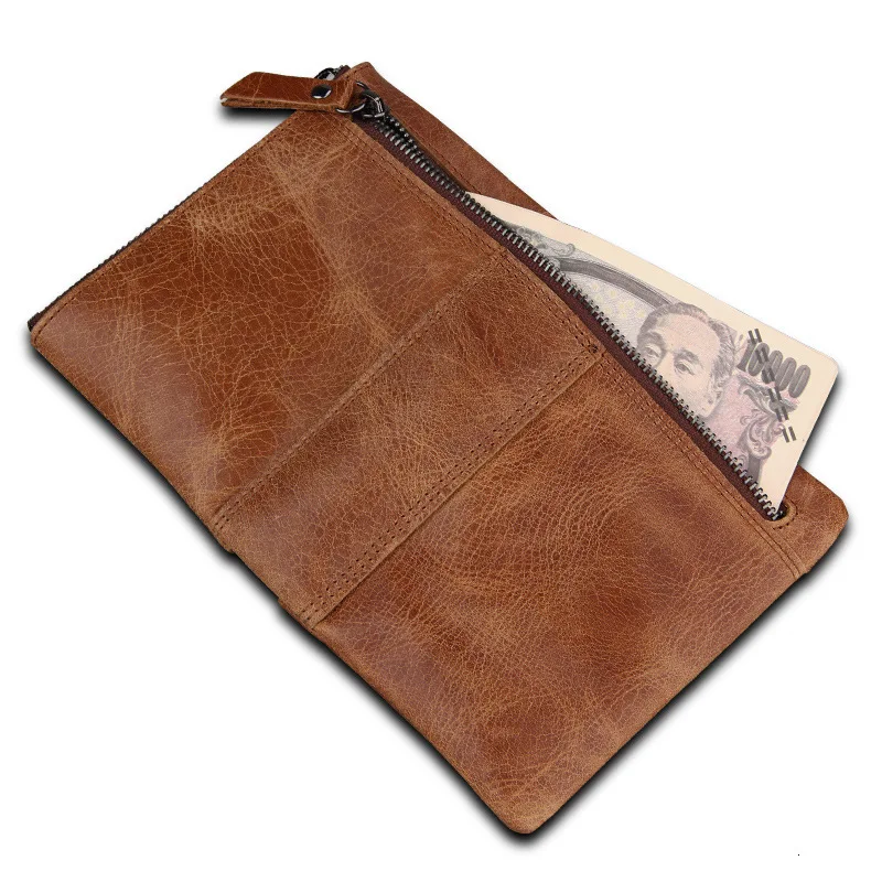 RFID Protection Wallet Men Vantage Short Wallets Genuine Leather Male Purse Card Holder Wallet Fashion Zipper Wallet Short