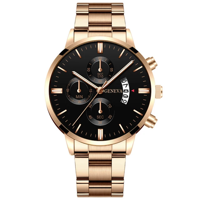 2020 Fashion Trend Men's Stainless Steel Watch Luxury Calendar Quartz Watch Men's Business Casual Watch Rose Gold Rose Gold