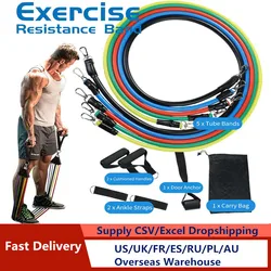 11Pcs Resistance Bands Set Expander Exercise Fitness Rubber Band Stretch Training Home Gyms Workout
