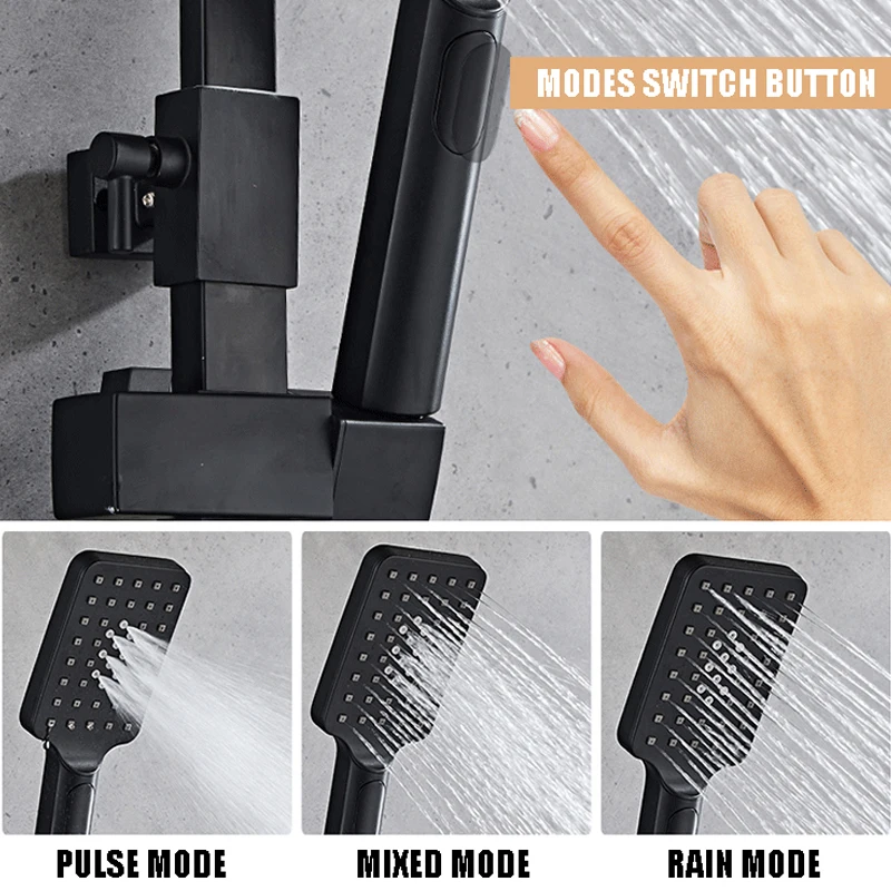 Hot Cold Shower Set Bathroom Smart Digital Thermostatic Shower System Bathtub SPA Rainfall Bath Tap Wall Mount Full Kit Faucets shower head shower set