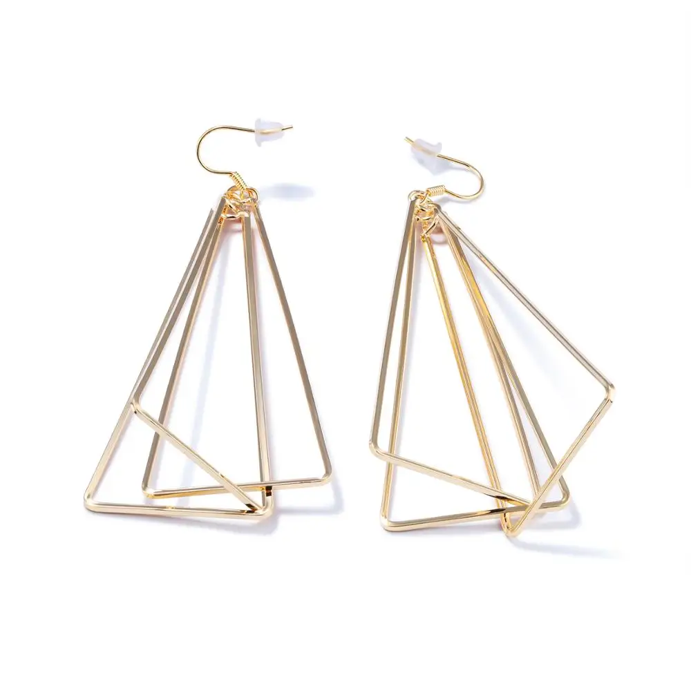 

Sleek minimalist exaggerated geometric triangle stud earrings Luxury designer jewellery ladies party earrings Holiday gift KE694
