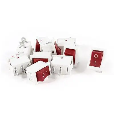 

10Pcs KCD1 AC 250V 6A 125V 10A 2Pin SPST Power ON/OFF Panel Rocker Switch Red