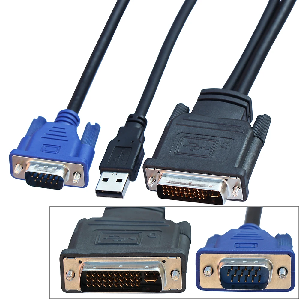 Vga cable adapter Vga cable DVI M1-DA 30+5 pin to VGA Dual link+ USB Projector cable 1.7m