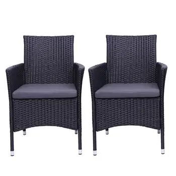 

2pcs Outdoor Leisure Sofa Single Backrest Chairs Rattan Sofa Set Comfortable Garden Sofas Furniture