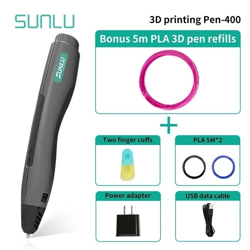 SL-400-5.1-Black SL-400 3D печать Ручка Поддержка PLA нити одна кнопка управление 3D ручки легко для детей Scibble Исследуйте мозги инструменты - Цвет: SL-400-5.1-Black